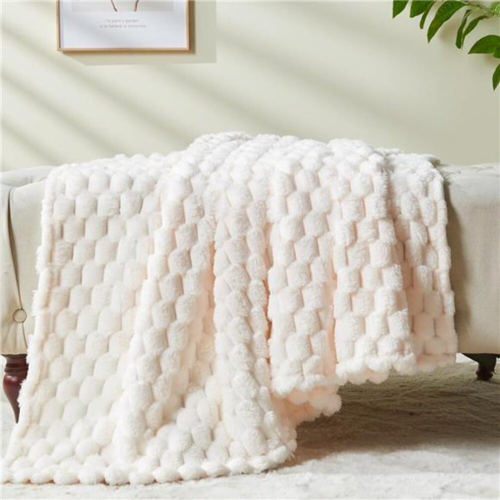 Super Soft Throw Blanket Ivory Premium Silky Flannel Fleece 3D Clouds 50"x60" - Picture 6 of 6